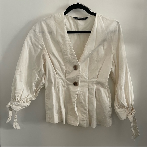 Zara Cotton Linen Blend Blouse - Picture 1 of 8